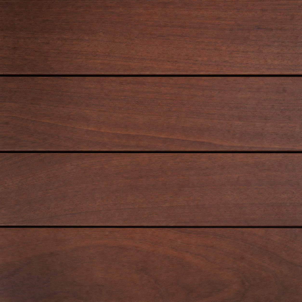 Brazilian ipe hardwood decking in deep reddish-brown with straight grain